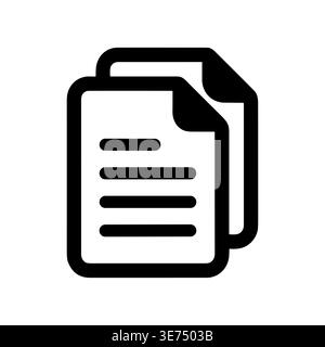 Black outline of two documents or files with curled corner Stock Vector