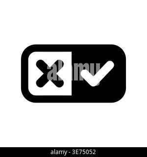 Toggle switch icon with check mark and cross symbol Stock Vector