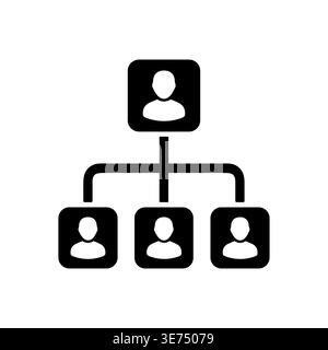 Simple Black and White Organizational Chart Icon Vector Illustration Stock Vector