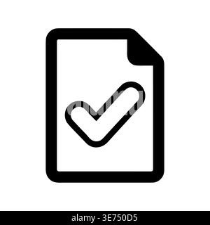 Checkmark on document icon in black and white style Stock Vector