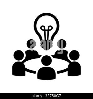 Brainstorming session icon with team and bulb light idea Stock Vector