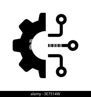 Gear and Circuit Board Icon Represents Technology Integration Concept Stock Vector