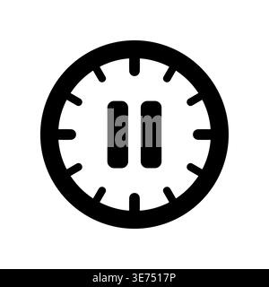 Black pause symbol icon in a circle on white background Stock Vector