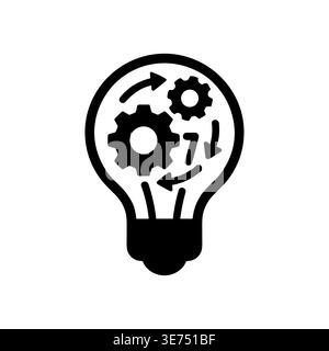 Light bulb with gears and arrows inside, creative idea concept Stock Vector
