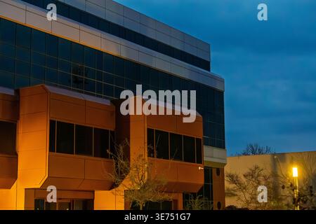 The administrative building of Croatian Forests, known as the PIK building, is located on Orion Square in Vinkovci. Stock Photo