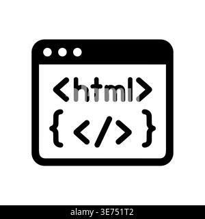 HTML code window icon, website coding symbol, simple design Stock Vector