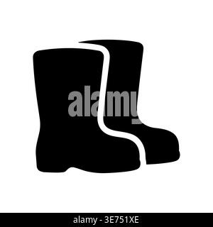 Black silhouette icon of a pair of rubber boots Stock Vector
