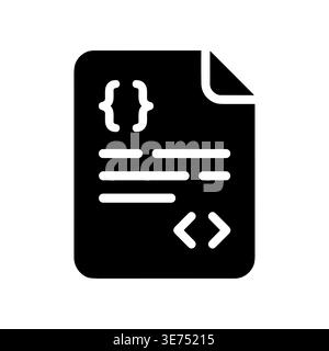 Code file icon, programming script, development glyph symbol Stock Vector