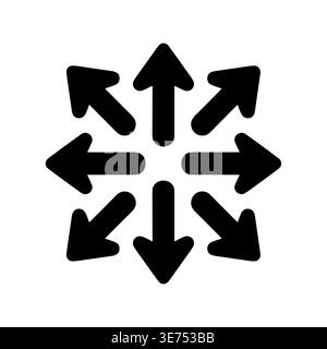 Expand arrows icon in different directions, black vector illustration Stock Vector