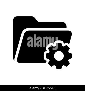 Folder with Gear Icon Glyph Style for Settings Stock Vector