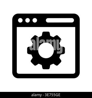Web settings page with gear icon in simple outline style Stock Vector