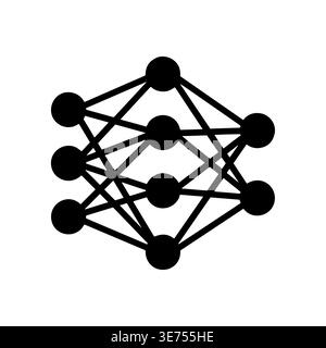 Neural network diagram, machine learning model, black and white style Stock Vector