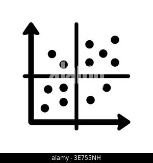 Scatter Plot Diagram with Axis Arrows in Simple Black Style Stock Vector