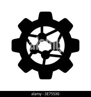 Black gear with molecule inside, vector icon, simple illustration Stock Vector