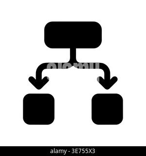 Hierarchical Structure Black Glyph Icon, Data Flow, Workflow Concept Stock Vector