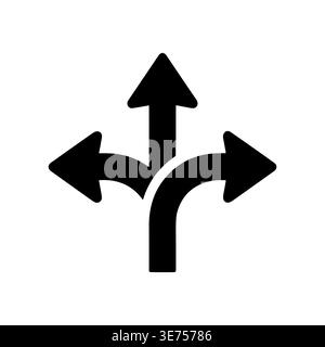 Three way direction arrow sign simple icon illustration Stock Vector