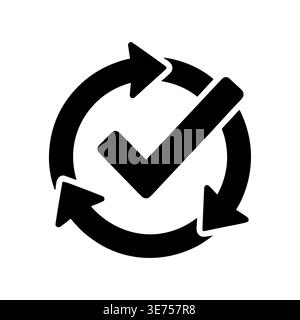 Black continuous process icon with check mark in the center Stock Vector