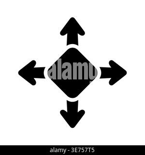 Black expand arrows icon pointing in four directions glyph style Stock Vector
