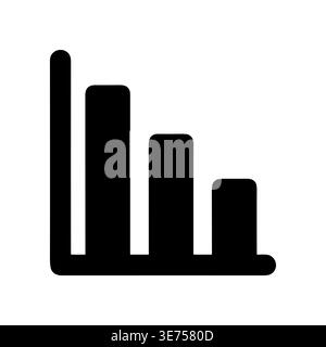 Declining Bar Chart Icon Showing Negative Trend in Black Stock Vector