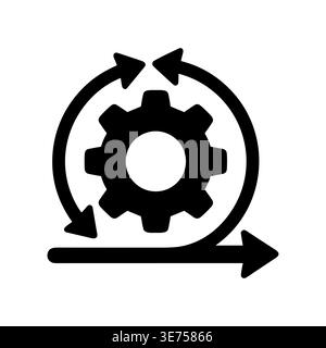 Agile Development Icon Black Silhouette with Arrow Circle Process Stock Vector