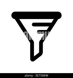 Black and White Funnel Icon Minimalist Style Illustration Stock Vector