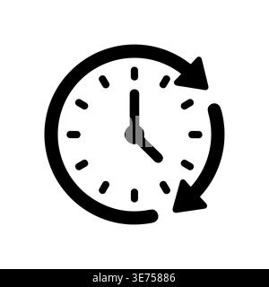 Clock with Circular Arrows: Time, Deadline, and 24/7 Concept Stock Vector