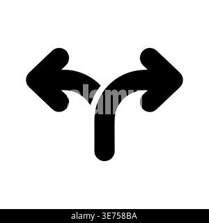 Fork in the road arrow icon pointing left and right Stock Vector