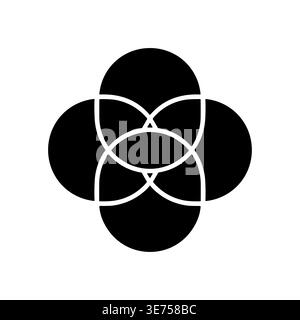 Overlapping Circles Abstract Design Black and White Vector Illustration Stock Vector