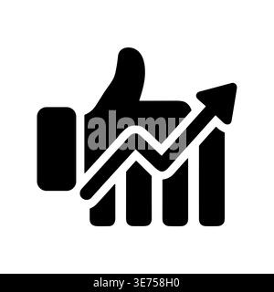 Thumb up with rising graph icon business concept illustration Stock Vector