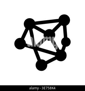 Minimal black network connection icon, connecting nodes abstract illustration Stock Vector