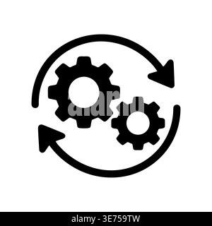 Gears rotating with arrows simple flat vector icon illustration Stock Vector