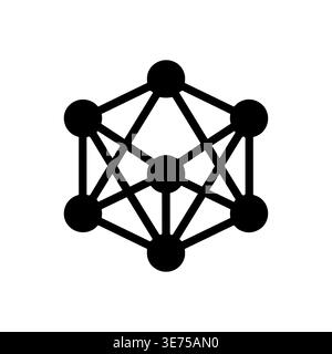 Abstract geometric network connection icon vector illustration in black Stock Vector