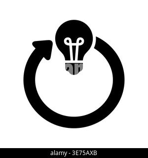 Idea refresh and innovation concept icon in glyph style Stock Vector