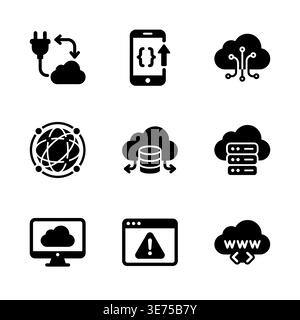 Cloud computing and networking glyph icon set vector illustration Stock Vector