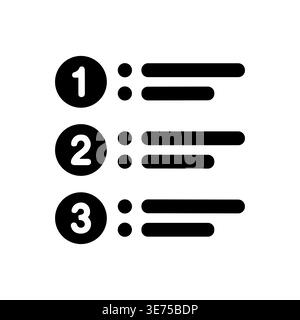 Numbered list icon illustration, step-by-step guide, simple graphic design Stock Vector