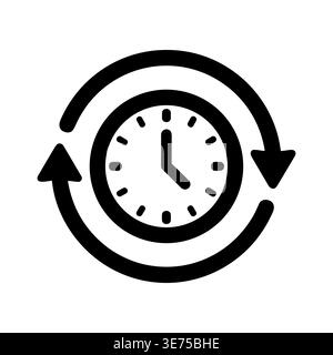 Clock icon with circular arrows, time management concept, vector illustration Stock Vector