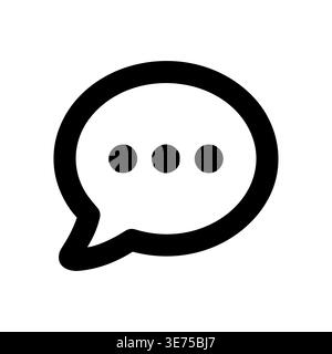 Simple black message bubble icon with three dots inside Stock Vector