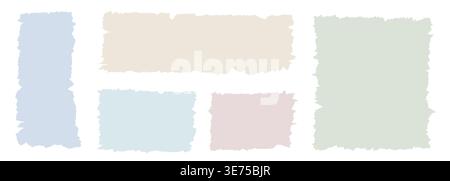 Set of colour torn paper and strips of paper on transparent background. Vector illustration Stock Vector