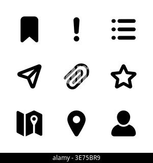 Set of basic user interface vector icons in black color Stock Vector