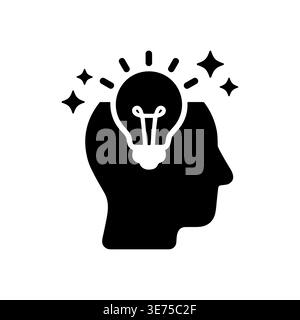 Creative Idea Icon: Head with Lightbulb Symbolizing Innovation and Inspiration Stock Vector