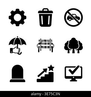 Set of black glyph icons for maps and infographics Stock Vector