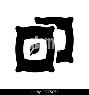 Two black fertilizer bags with leaf symbol vector illustration Stock Vector