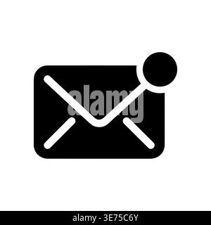 Black and white notification new message icon glyph style Stock Vector