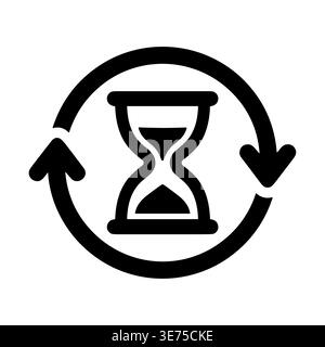 Hourglass symbol with circular arrows. Time refresh vector concept Stock Vector
