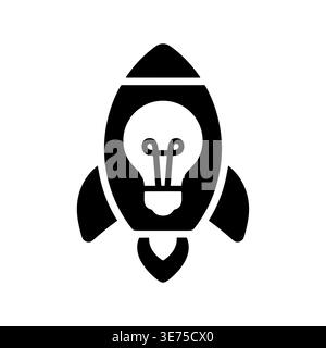 Creative idea rocket launch icon concept in glyph style Stock Vector