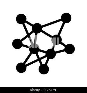 Minimalist network node icon illustration with black lines and circles Stock Vector