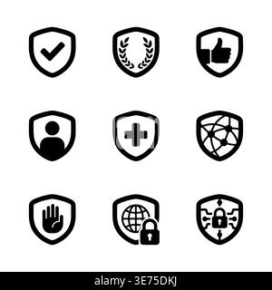 Shield icon set protection and security symbol vector illustration Stock Vector