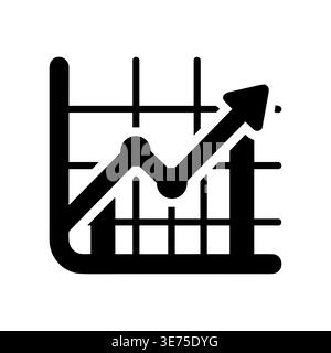 Simple black line graph icon representing financial growth and success Stock Vector