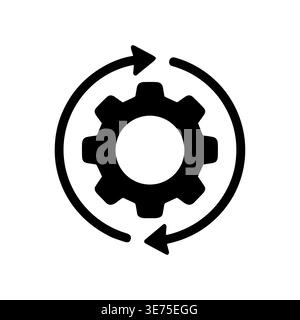 Process automation icon with gear and circular arrows symbol Stock Vector