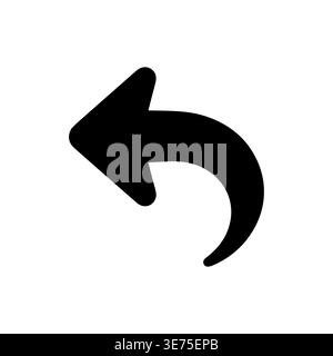Black undo arrow icon simple isolated on white background Stock Vector